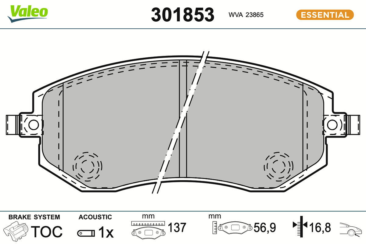 Jeu de 4 plaquettes de frein VALEO ref. 301853